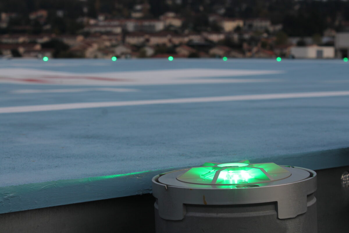 Image of an HFTR (perimeter light) installed on a heliport.