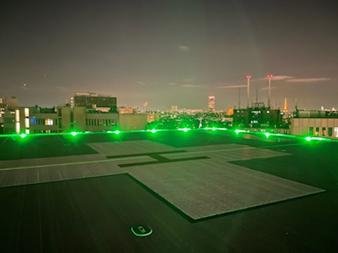 Heliport illuminated with Aerolighting products in Paris.